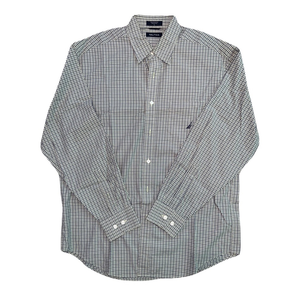Nautica Men’s Plaid Button Down Shirt Size Large